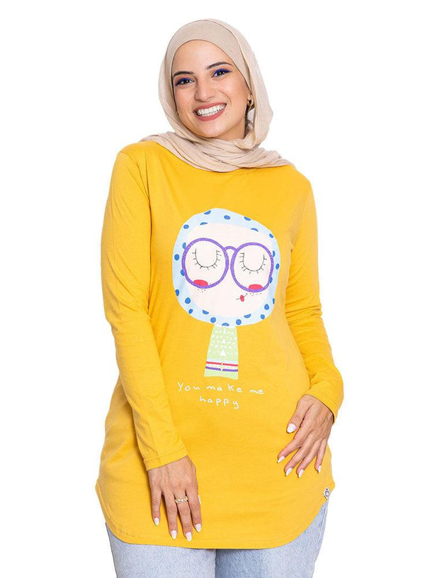 Sun Flower Printed Long - Sleeve Design 37 - Khotwh